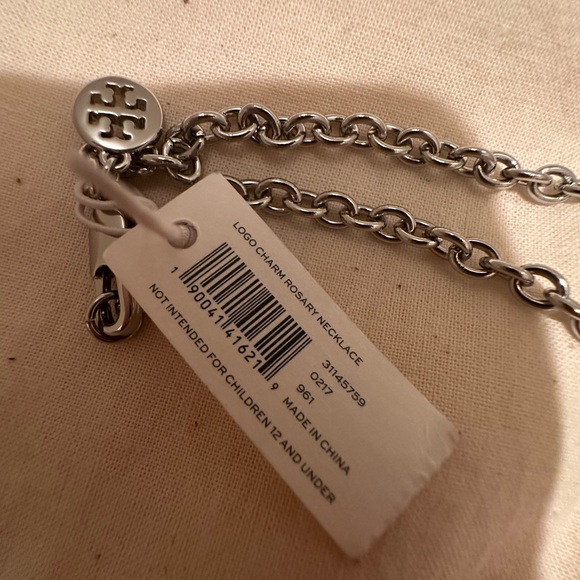 Tory Burch Silver/Gold Logo Necklace and Earrings - Picture 7 of 8